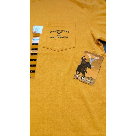 NEW Yellowstone Dutton Ranch Western Skull Pocket Tee LARGE Men's T-Shirt NWT - Picture 3 of 10